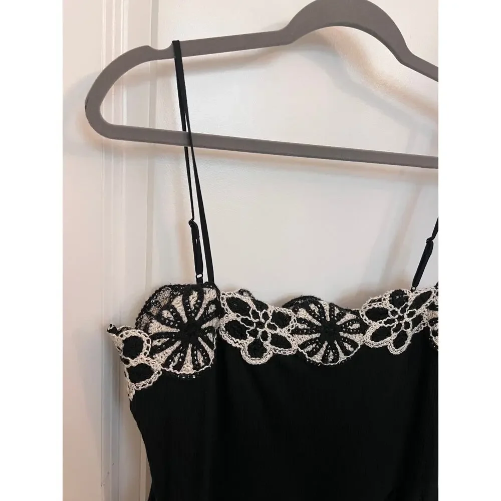 J. Crew Crochet Mixy Dress L Black Whimsigoth Boho Romantic Coquette Resortwear